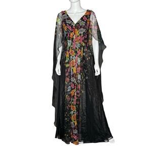 Rene Ruiz Collection Chiffon Cape Gown Floral Multi Women’s NWT